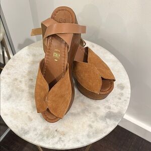 Seychelles Brown Platform Sandals with Wide Straps